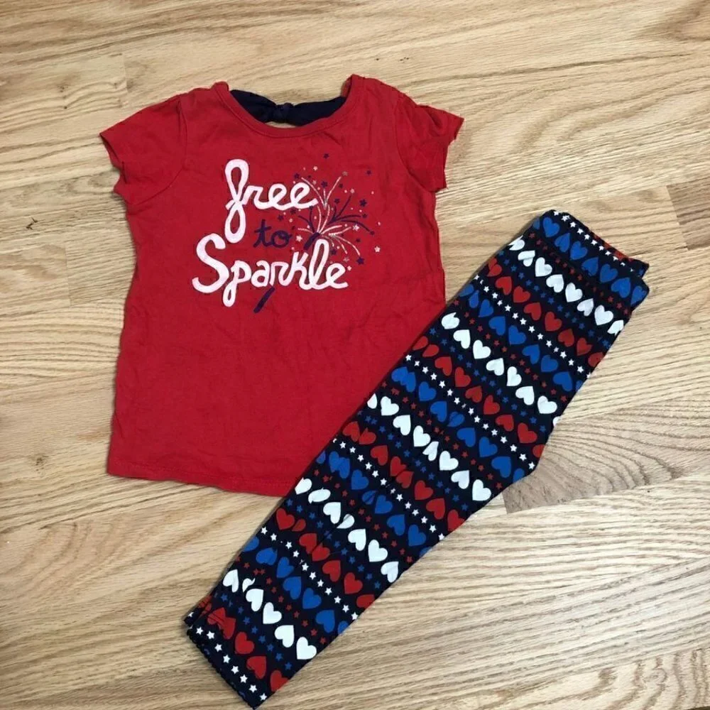 Girls Patriotic Red White Blue Outfit Sz 18 months